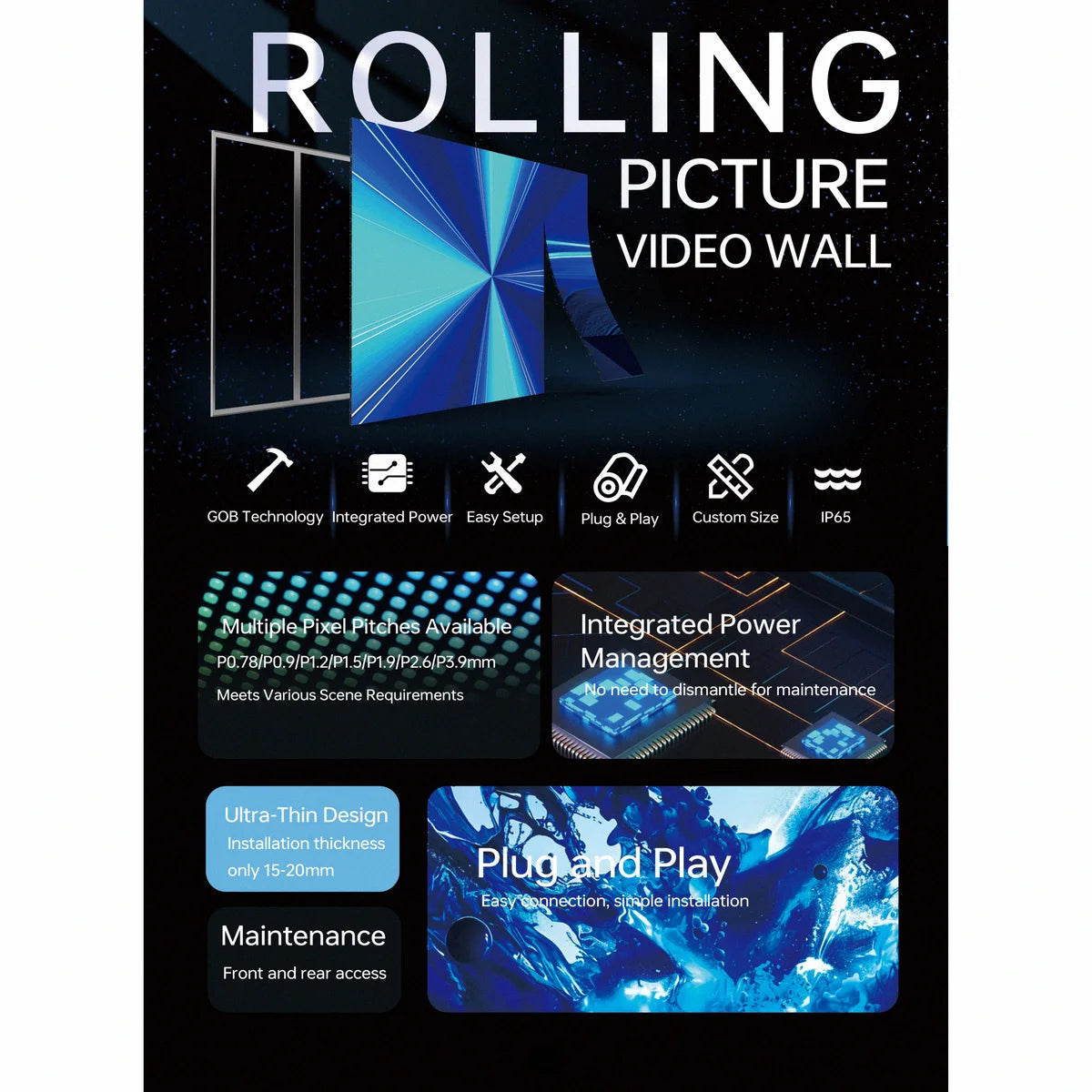FusionLink Rolling Picture - Professional LED Video Wall for Interior Design
