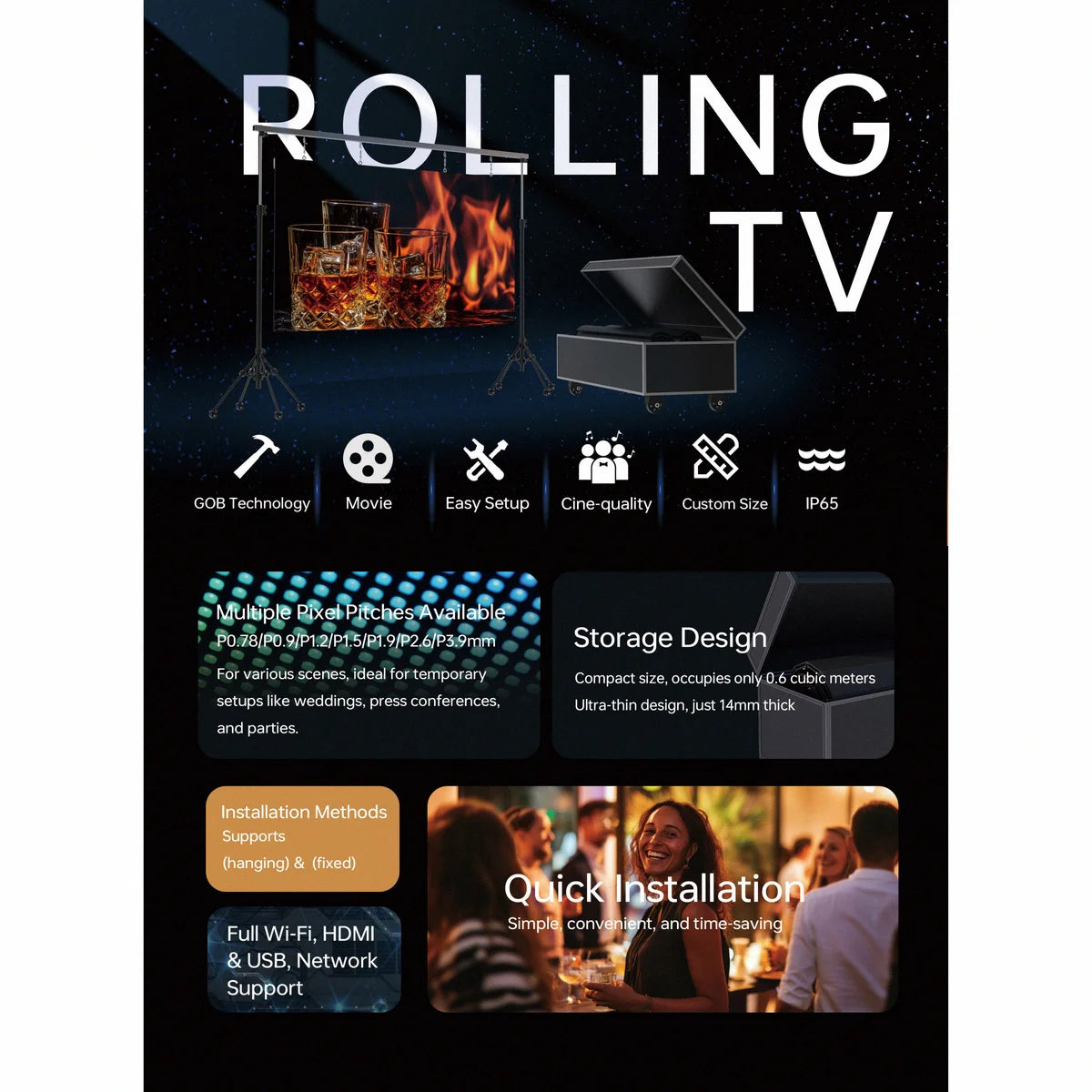 FusionLink Cinema Series - Premium 4K Home Theater LED Display Wall