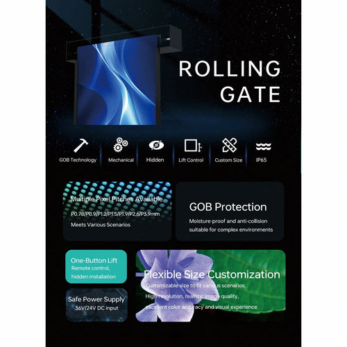 High-resolution P0.78 LED gate display for professional venue entrances and events
